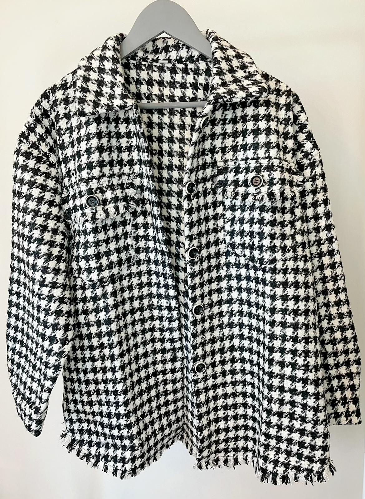 Black and White Dogstooth Print Shacket