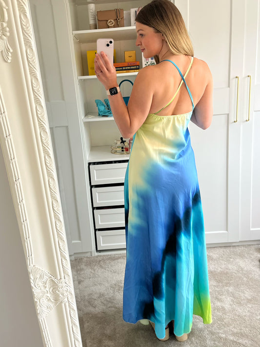 Blue and Green Ombré Effect Maxi Dress