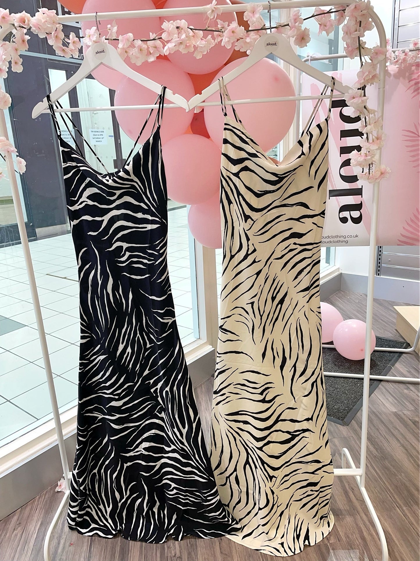 Black Zebra Print Cowl Neck Midaxi Dress