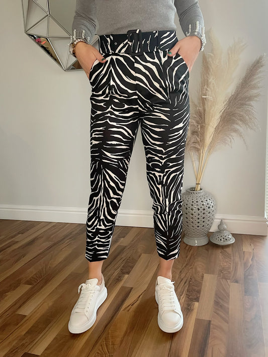 Zebra Belted Trousers